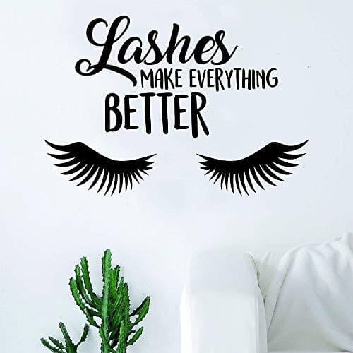 Crjzty Lashes Make Everything Better Quote Vinyl Wall Decal Eyebrows Make Up Home Decor Bedroom Art Mural 58 * 85cm