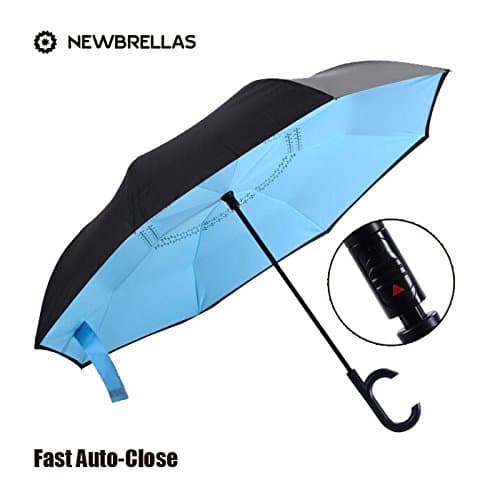 NEWBRELLAs Creative Auto-close Inverted Umbrella for Driver (Light blue)