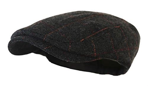 Newboy Caps Plaid Wool Flat Cap (L/XL, Plaid dark.black)