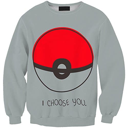 Lady Queen Women's Pokemon Ball 3d Print Sweatshirt Pullovers Size M Grey