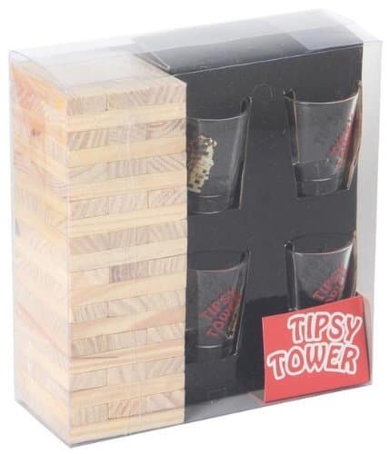 Adults Drinking Tipsy Tower Game Complte With 4 Shot Glasses