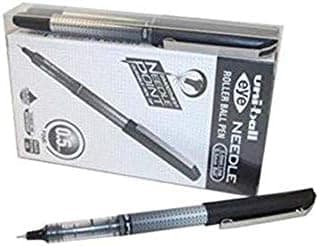 Uni-Ball UB-185S 0.5mm Tip Micro Point Eye Needle Stainless Steel Pen - Black (Pack of 14)