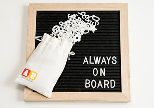 Felt Letter Board by Always On Board-10x10 Decorative Changeable Wood Frame Letterboard with 340 Characters,Numbers & Symbols-Storage Bag & Wood Stand Display Included-Write Messages,Notes.