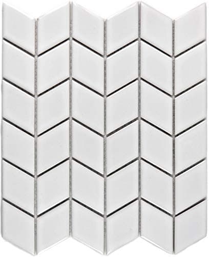 MOS13DS-0101 Mosaic Tile Ceramic Diamond White Shiny Wave Kitchen Back Wall Splash Guard