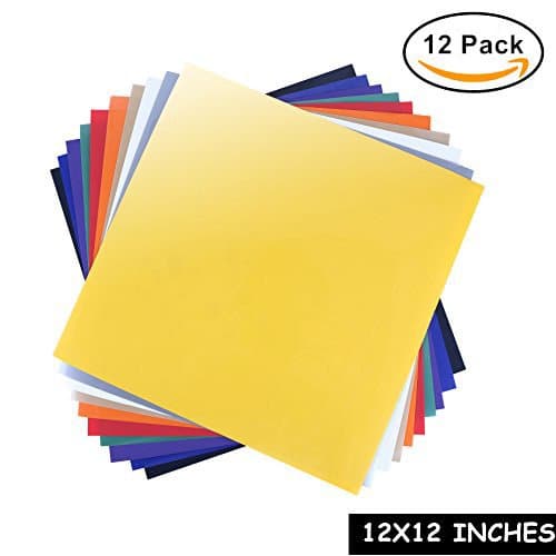 12PC Color Iron on Heat Transfer Vinyl Sheets Easy Weed HTV for T Shirts, Hats, Clothing, good for for Silhouette Cameo, Cricut or Heat Press Machine Tool