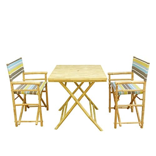 Zero Emission World Set of 1 Table and 2 Director Chairs, Green, Square