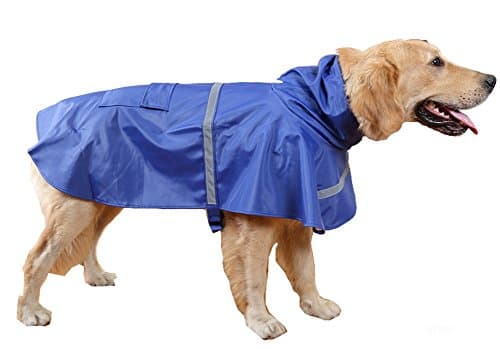 AooToo Dogs Polyester Adjustable Raincoat With Reflective Stripe(Blue, 2XL)