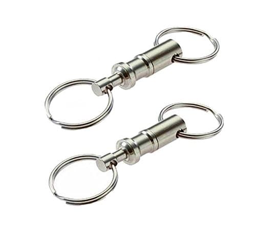 3 PCS Silver Heavy Duty Rotating Detachable Snap Lock Holder Keychains Dual Key Ring