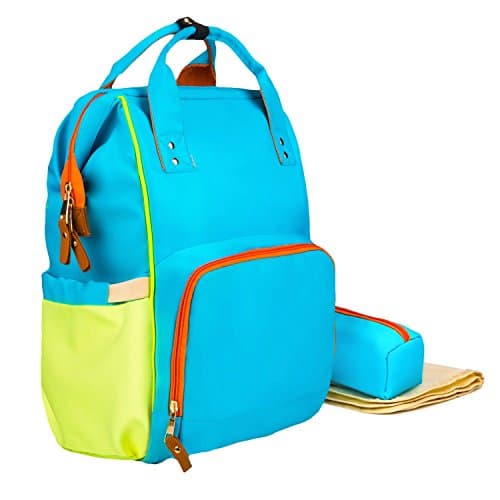 LNGLAT Diaper Bag Multi-Function Waterproof Large Baby Diaper Bag Backpack Durable Stylish Unisex Travel Knapsack with Insulated Pockets, Changing Pad, Insulated Bottle Pocket - Blue