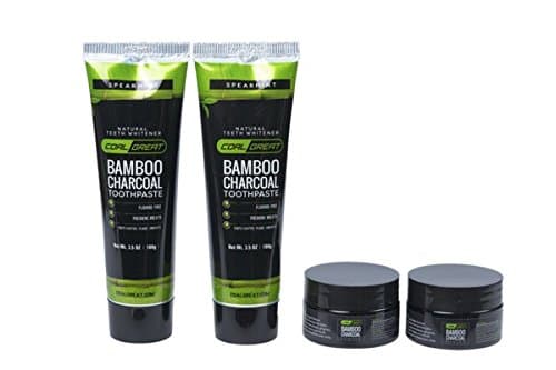 COALGREAT Activated Charcoal Toothpaste Combo – Set of 2 - All Natural Bamboo Charcoal Teeth Whitening Powder + Charcoal Toothpaste - Fights Gingivitis and Cavities