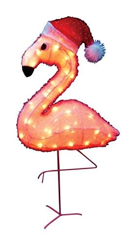 ProductWorks 36008 32" Pre-lit LED 3D Yard Décor, Pink Flamingo HOLIDAY DISPLAY, one size