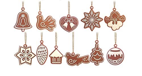 Christmas Tree Pendant Ornaments White Peacock, Snowflake, House, Pine Cone, Hexagonal Star, Christmas Tree, Swallow, Bell, Round, Angel, Love Bell 11pc