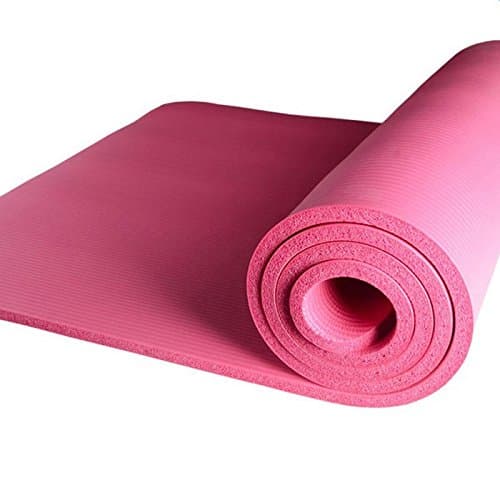 183x61x1cm 10mm Thick High Density NBR Foaming Material Non Toxic Latex Free PVC Free Non-slip Eco-Friendly with Carry Strap Yoga Mat Exercise Workout Fitness Gym Cushion (Pink)