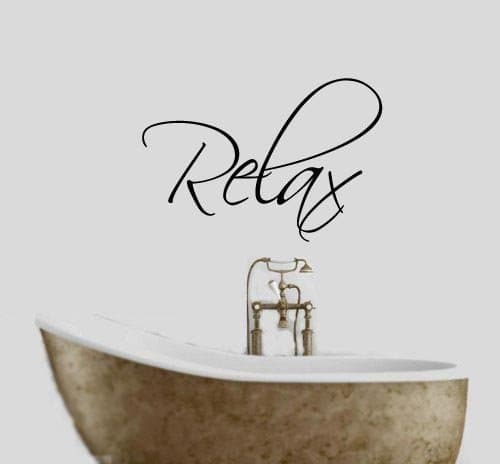 Relax Bathroom Words/Quotes Wall Sticker Decals 17 colours available (Black)