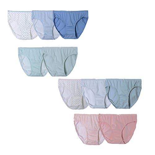 JAJU Women's 100% Cotton Gingham Check Panty For Sensitive Pack Of 10 (Medium)