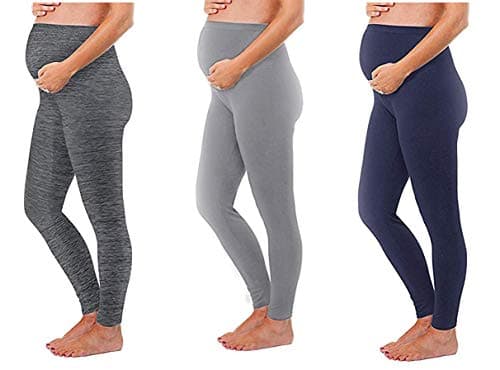Maternity Leggings Seamless Solid Color Nursing Clothes Tights - 1, 2, and 3 Pack Gift Set - Stretch