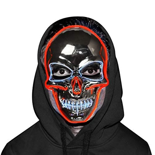 LED Mask - Halloween Purge Masks Safe EL Wire/3 Modes - Glowing Creepy Mask