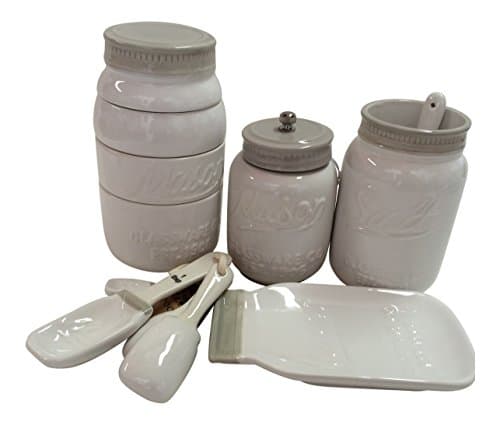 Mason Jar Ceramic 12 Piece Kitchenware Set WHITE