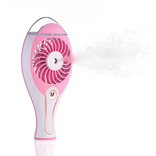 TACY Mini Handheld Fan USB Misting Fan Personal Cooling Humidifier Fan Rechargeable Battery Fan Water Spray Cooler Fan Desktop Fan (Pink)