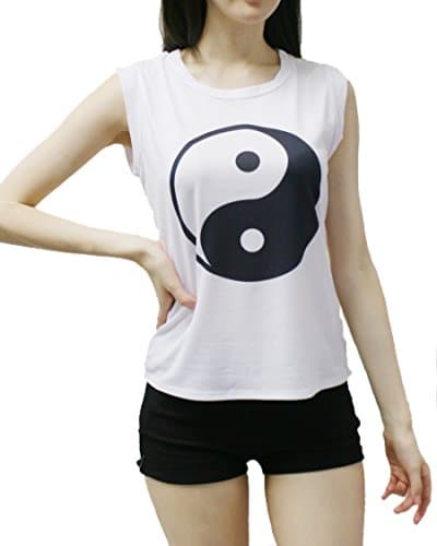 Ying Yang Curved Hem Tank Top M