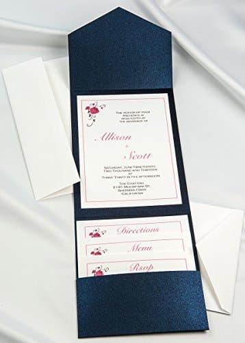 All-in-One Pocket Invitation Kit - Midnight Blue Elegance - Pack of 20