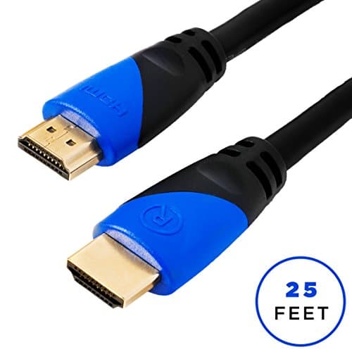 RELM High-Speed HDMI Cable - 25 Feet Ethernet Cord Transfers 10.2GBP - 24k Gold Plated Connectors and CL3 Rated Jacket - High Definition for 3D and 4K