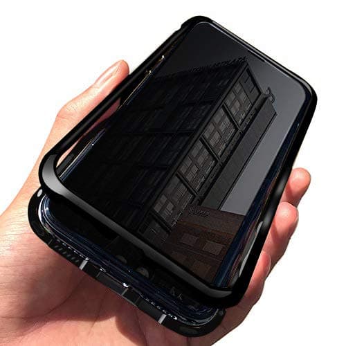 iPhone Xs Max Case, Tuerdan Slim Fit Ultra-Thin Case Lightweight, [Anti-Peeping] [Magnetic Case] [Metal Frame] [Clear Tempered Glass Back] for iPhone Xs Max (Black)