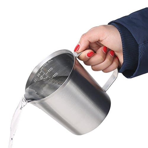 Plataplus Stainless Steel Measuring Cup Easy Read Mug Engraved in mL and Ounces (24oz(700ml))