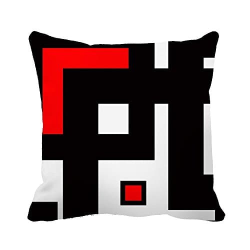 Black White and Red Geometric Pattern Decorative Cushion Cover Pillowcase for Sofa Couch Chair Seat 18"18" by Acelive pillowcase