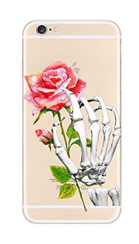 iPhone 8 / 7 Compatible, Colorful Rubber Flexible Silicone Case Bumper for Apple Clear Cover - skeleton's hand