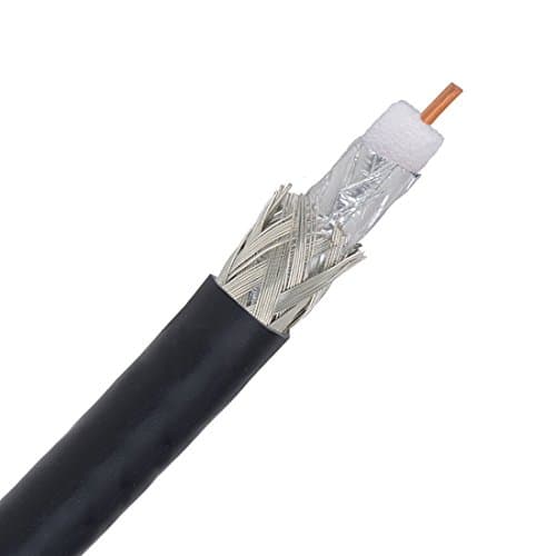150 Ft Pro Brand RG6 Coax Cable Black Solid Copper Center Conductor Digital 2.25 GHz Satellite HDTV Dish 75 Ohm Shielded Braided Satellite Dish Off-Air HDTV Aerial Antenna Video Jumper Signal