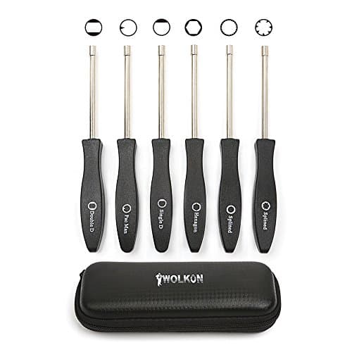 iwolkon Carburetor Tune-up Adjustment Tool, with Case for Most 2-Cycle Small Engine 21-Teeth and 7-Teeth Splined / Pac Man / Single D / Double D / Hexagon (Set of 6)