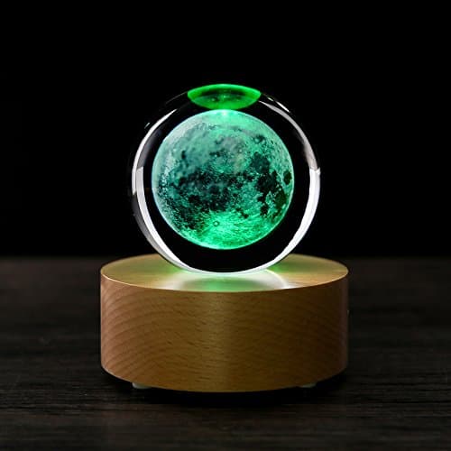 Millser Bluetooth Wooden Music Box Speaker Wireless With LEDs Light Up Crystal Ball(Earth Pattern) Remote Control Birthday Gift