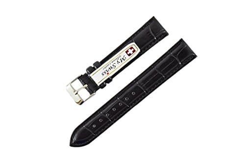 NP Watch Band Leather Watch Band Crocodile Pattern Width 18 mm. Black Color