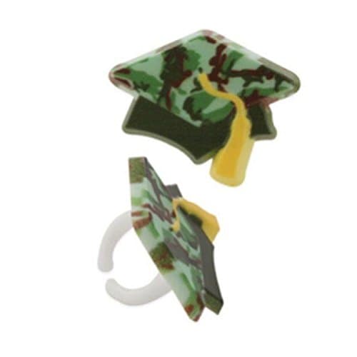 12 Camo Graduation Cap Cupcake Ring Grad Hunting