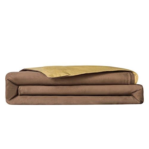 YiChen Comfortable 100% Cotton 2 Solid Color Patched Duvet Cover, Twin, Coffee-Gold