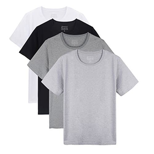 YUNICUS Men's Short Sleeve Plain Cotton T-Shirts (Pack Of 4) Black/White/Light Steel/Dark Grey X-Large