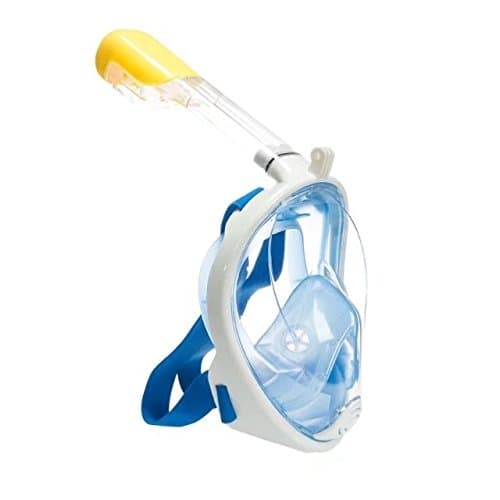 Seaview 180° GoPro Compatible Snorkel Mask- Panoramic Full Face Design Anti-fogging & anti-leak snorkeling Diving Scuba Mask for Adults and Youth (Blue,LXL)