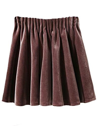 Johe Women's Plus Size Velvet High Waisted A-Line Mini Flare Skirt XL Pink