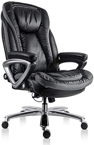 Big & Tall Leather Office Chair Adjustable Tilt Angle Executive Computer Desk Chair, Thick Padding for Comfort and Ergonomic Design for Lumbar Support