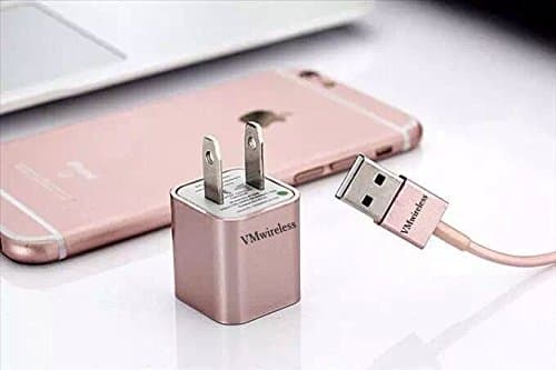 VMwireless Nylon Braided USB Cable and Wall Home CHARGER for Iphone 5/5S/5C/6/6S/6S/7Plus Ipod Touch 5G/NANO 7G IPAD 4, IPAD MINI/MINI 2, Ipad AIR/AIR 2, Compatible with IOS 9 (Rosegold)