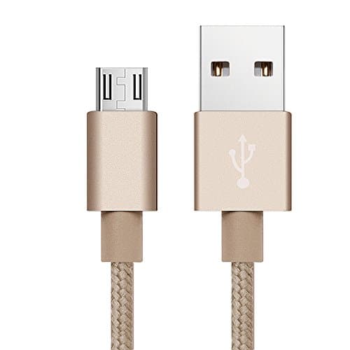 Samsung Micro USB Nylon Braided(1m 2m 3m )Long FAST Charging Cable for Samsung Galaxy S1 S2 S3 S4 S5 S6 S7 Edge J7 J5 A3 Samsung Note Note 2 Note 3 Note 4 Note 5 Note 6 Note 7 Samsung Neo, Galaxy Tab S2 S3 Kids S4 and Galaxy Tab A 3G, 4G, Wifi. (1Meter, Gold)