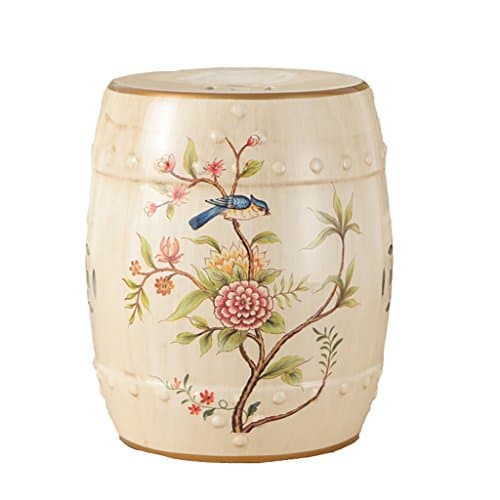 XM Ottomans ZfgG Classical Dressing Stool Chinese Style Change Shoes Bench Round Small Stool Hand-Painted Flowers Ceramic Drum Stool Antique Benches (26 38cm) (Color : #2)