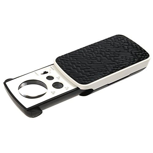 Light and Magnify - Prime Grade ABS and Acrylic Optical Lens 30X 60X and 90X Jewelry Magnifying Glasses with LED and UV Light | Brilliant Foldable Design | Black | 334.2