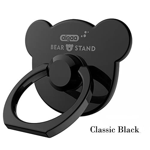 iStand Metal Black Phone Ring Pop Sockets Mount ,Classic Black Cellphone Ring Stand,Smartphone Accessaries Holder for iPhone LG, Ladys Girls and Boys Version (Classic Black Teddy)