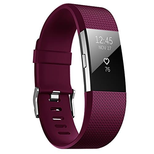 JUNYI Fitbit Charge 2 Bands ,Classic Sports Watch Adjustable Replacement Comfortable Bands for Fitbit Charge 2 Fitness Smart Wristbands Strap