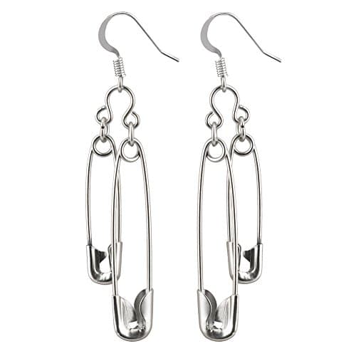 Drop Earring Double Safety Pin Matte Made With Tin Alloy by JOE COOL