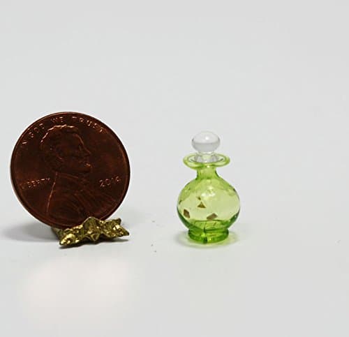 Miniature 1:12 Scale Artisan Green Pressed Glass Perfume Decanter by Philip Grenyer