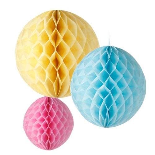 Talking Tables Decedent Decorations Round Paper Honeycomb Hanging Decorations (Pastel Mix, 3 Pack)