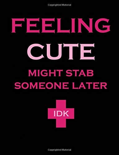 Feeling Cute Might Stab Someone Later: Humorous Nurse Composition Notebook Paperback – 29 Apr 2019